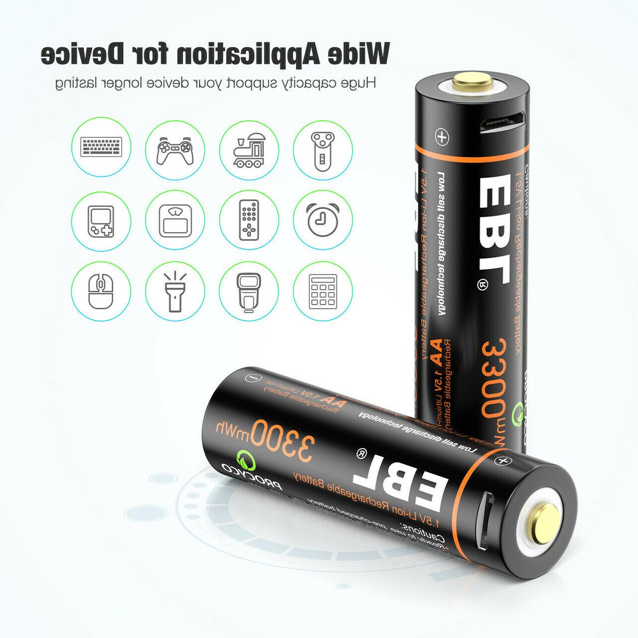 EBL USB Rechargeable AA Battery 1.5V 3300mwh Li-i